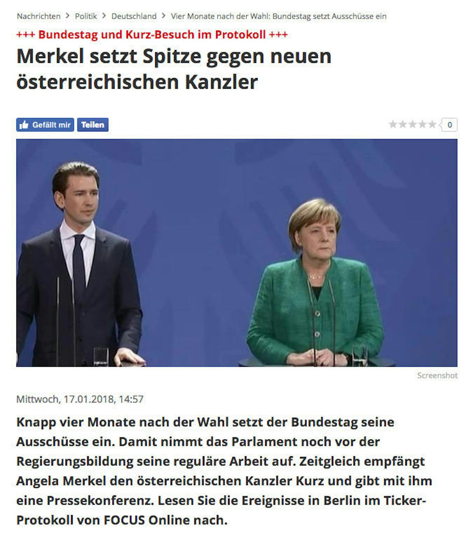 Das Magazin Focus betonte Merkels launige Bemerkung gegen Österreichs Mautklage.