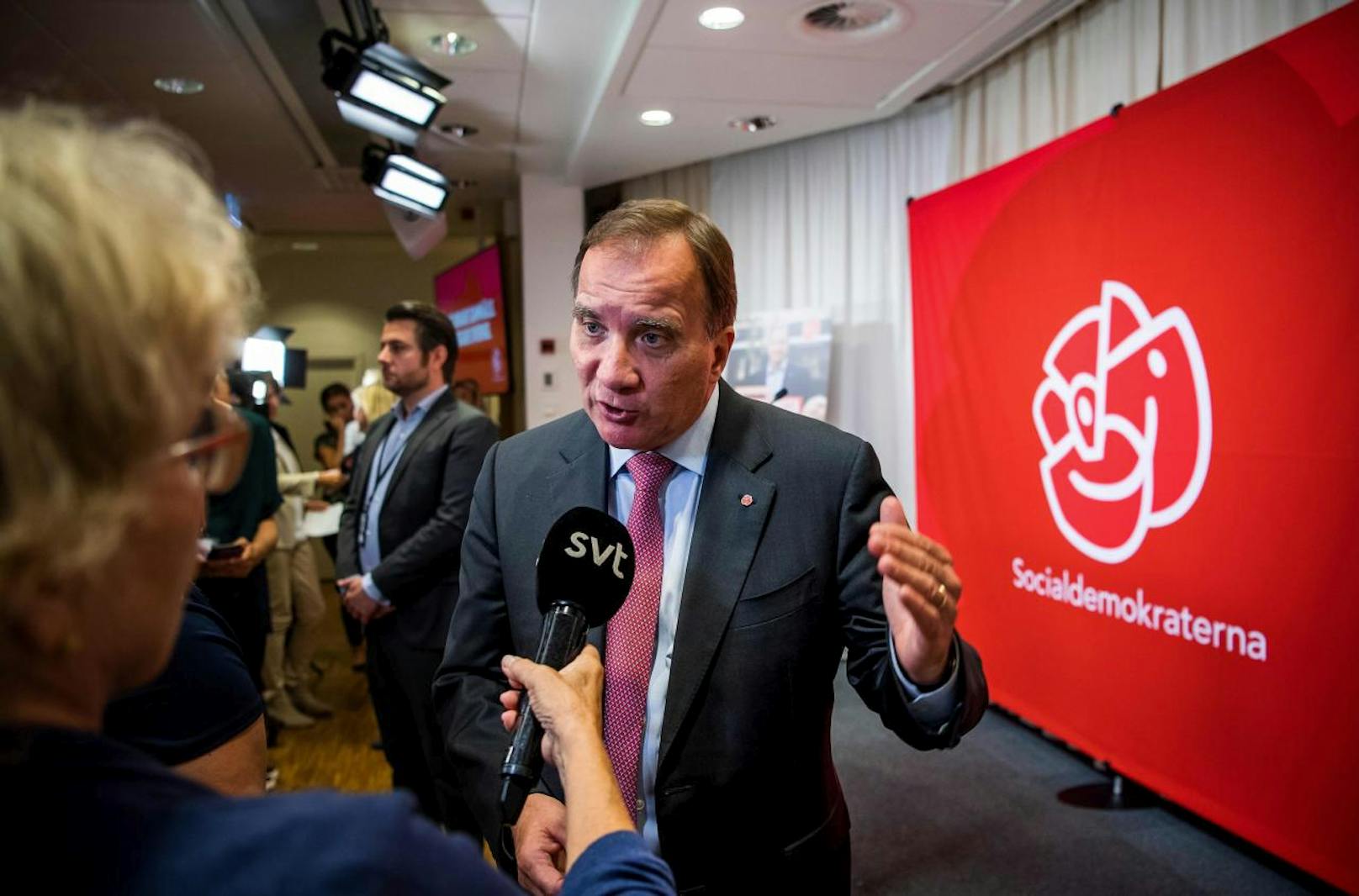 Die Sozialdemokraten um Ministerpräsident Stefan Löfven dürften bei der Parlamentswahl stärkste Kraft bleiben.