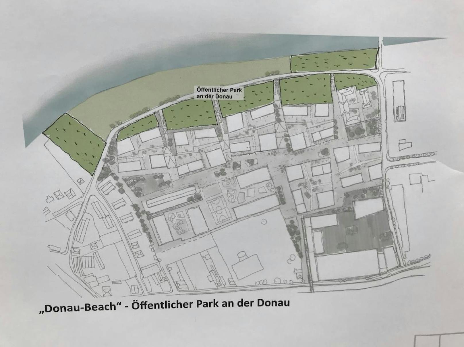 Auch ein "Donau-Beach", also ein öffentlicher Park am Wasser, ist geplant.