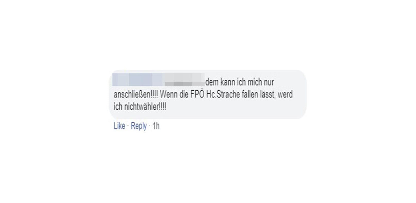 "Wenn die FPÖ HC Strache fallen lässt, werd ich Nichtwähler", droht auch diese Userin.