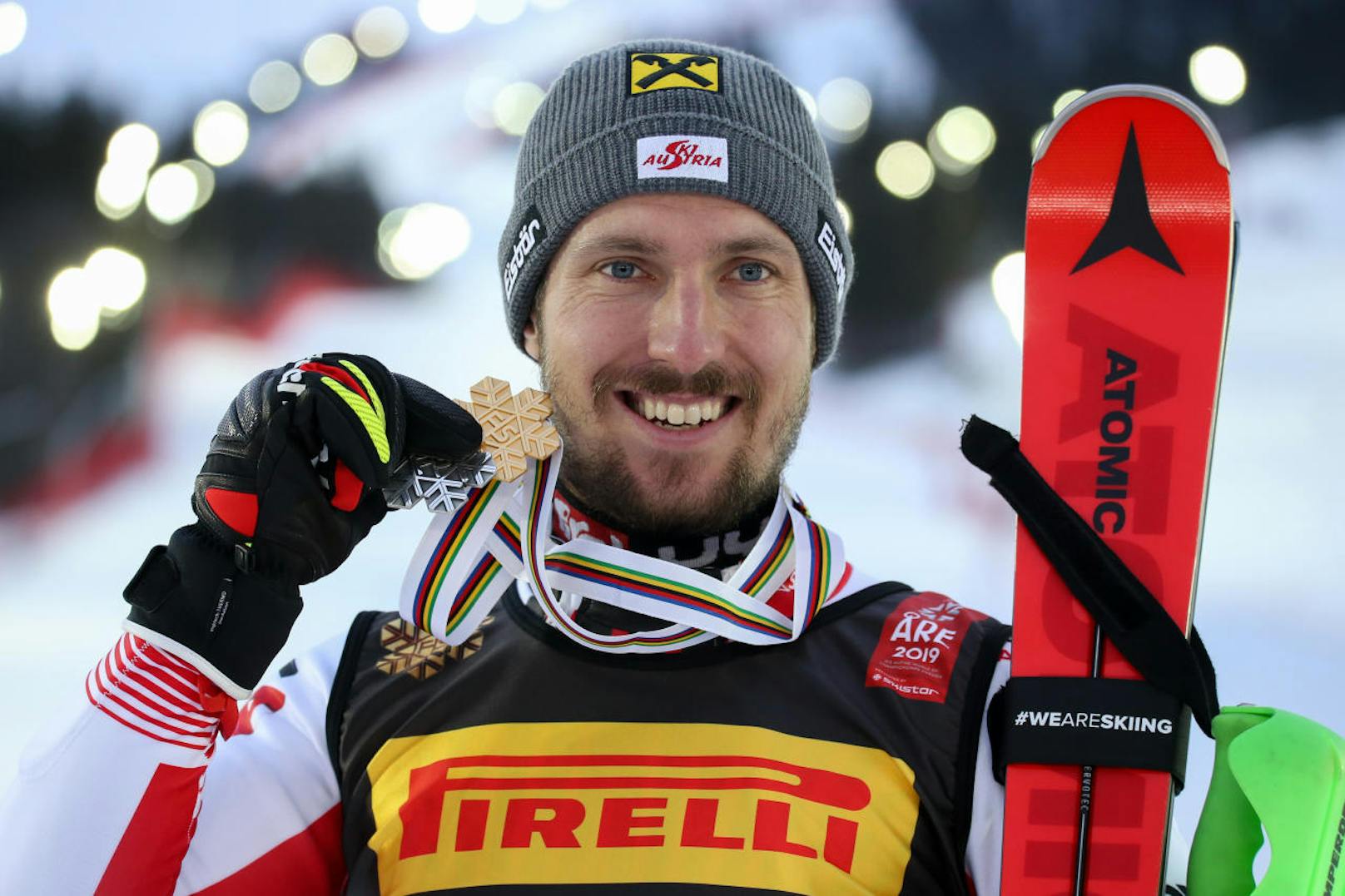Grund zum Jubeln hatte auch Marcel Hirscher bei der Ski-WM in Aare.
