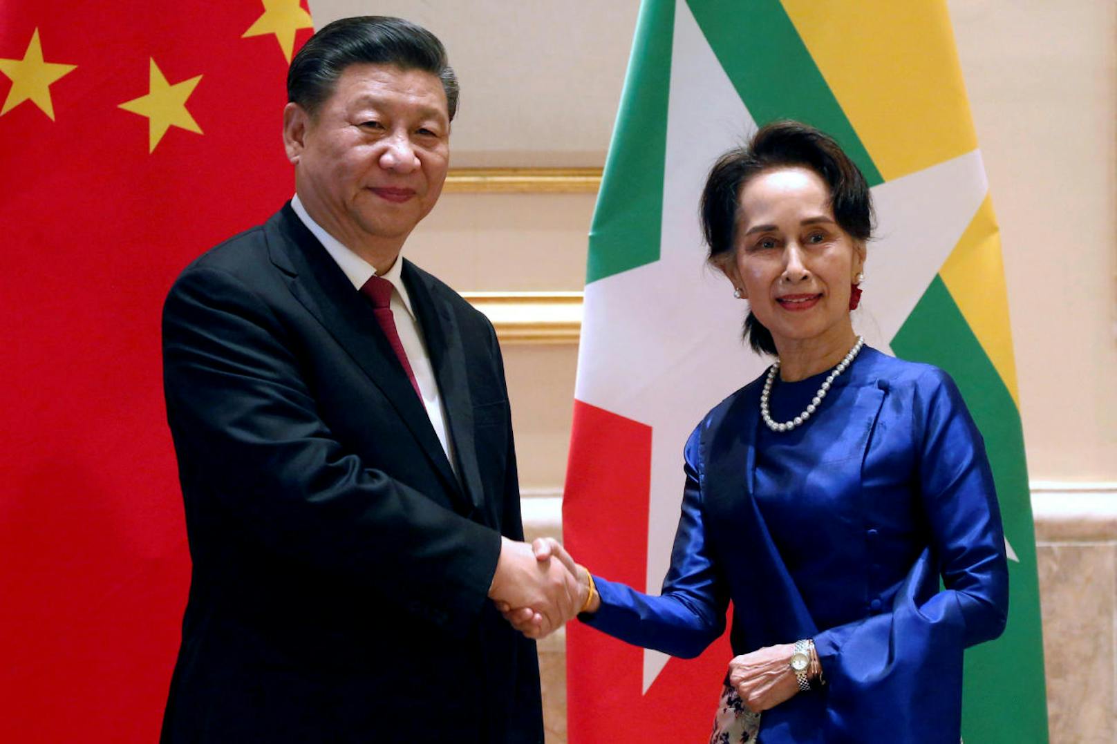 Chinas Xi Jinping und Myanmars Nobelpreisträgerin Aung San Suu Kyi