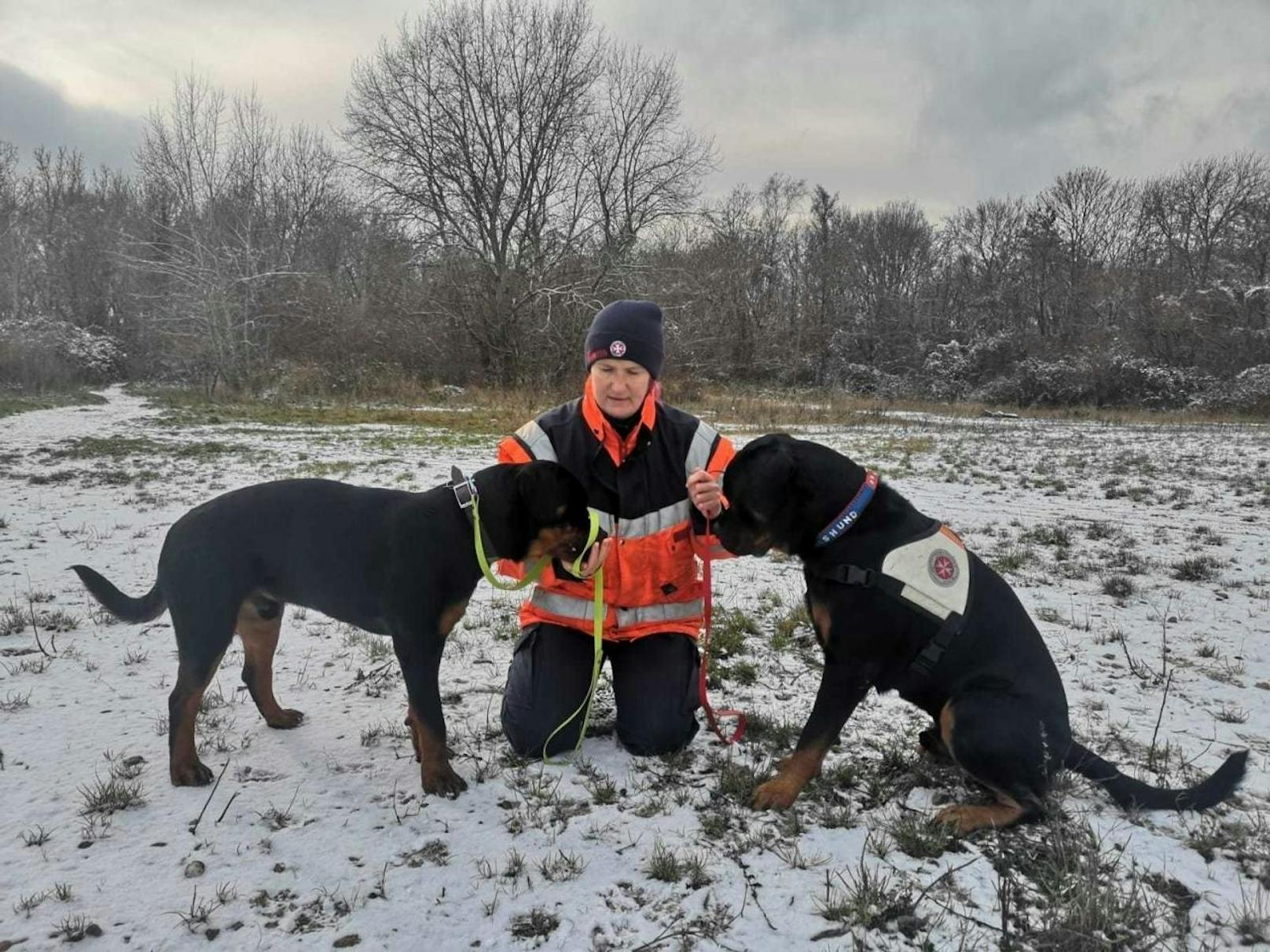 <b>Ines Diernlinger (48)</b> Ehrenamtliche Hundeführerin bei den Johannitern mit ihren beiden Rottweilern Ferdinand, 18 Monate und Bronson, 8,5 Monate.