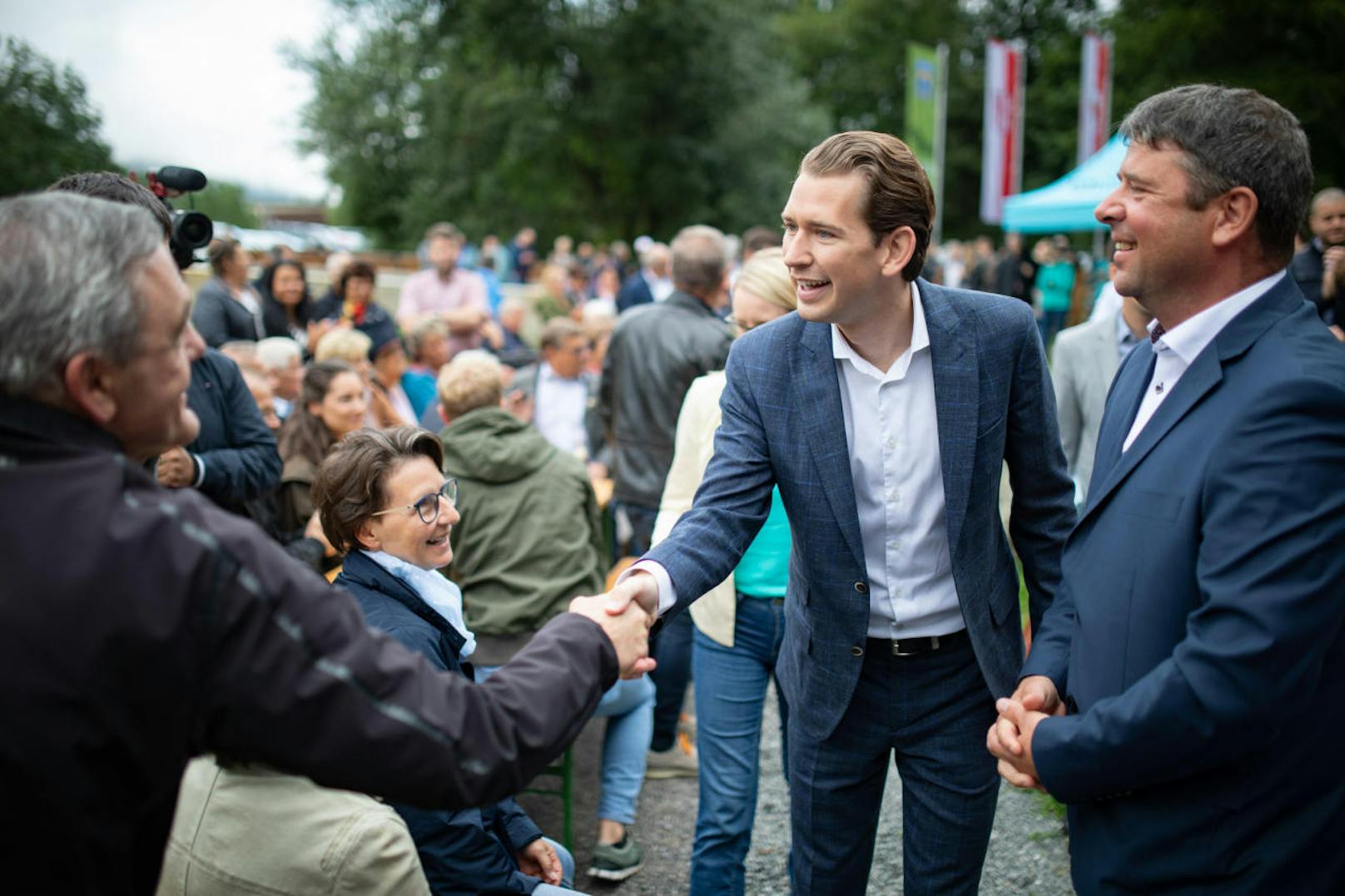 Sebastian Kurz bei einem "Landeinwärts"-Besuch in Tirol. (21. August 2019)