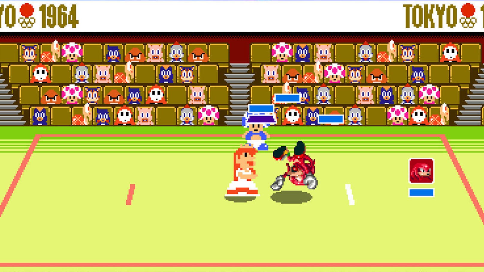 Die Handlung ist wieder vernachlässigbar - eine magische Spielkonsole verschluckt Titelhelden und Bösewichte in eine Pixelwelt, während Luigi und Co. in der 3D-Spielwelt nach der Rettung suchen. Beide Gruppen landen bei den Olympischen Spielen in Tokio, eine Gruppe im Jahr 2020, die andere 1964.