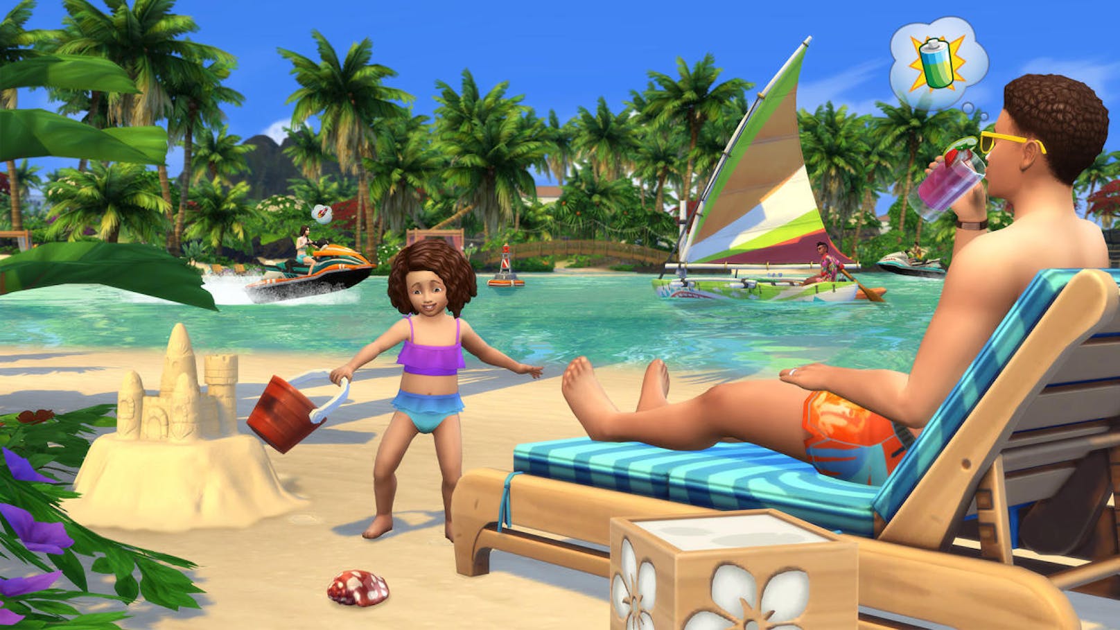Electronic Arts und Maxis veröffentlichen das Die Sims 4 Inselleben-Erweiterungspack für PC und Mac. Die Sims tanken Sonne und genießen das Leben auf einer Insel - voller einzigartiger Kultur, Wasser-Aktivitäten und vielleicht mit dem einen oder anderen Sonnenbrand. Das Erweiterungspack heißt Sims auf der Insel Sulani willkommen, wo sich heiße Tage und entspannte Nächte abwechseln. Zum ersten Mal genießen die Sims Aktivitäten, die alles beinhalten, was die Insel und das glitzernde Wasser zu bieten haben: Sandburgen am Strand bauen, auf dem Aqua-Zischer an verspielten Delfinen vorbei düsen und schwimmend oder an Bord verschiedener Wasserfahrzeuge das Meer erkunden. <a href="https://www.youtube.com/watch?v=AOGT8cCs2RM&feature=youtu.be">Der offizielle Gameplay-Trailer ist hier zu sehen.</a>