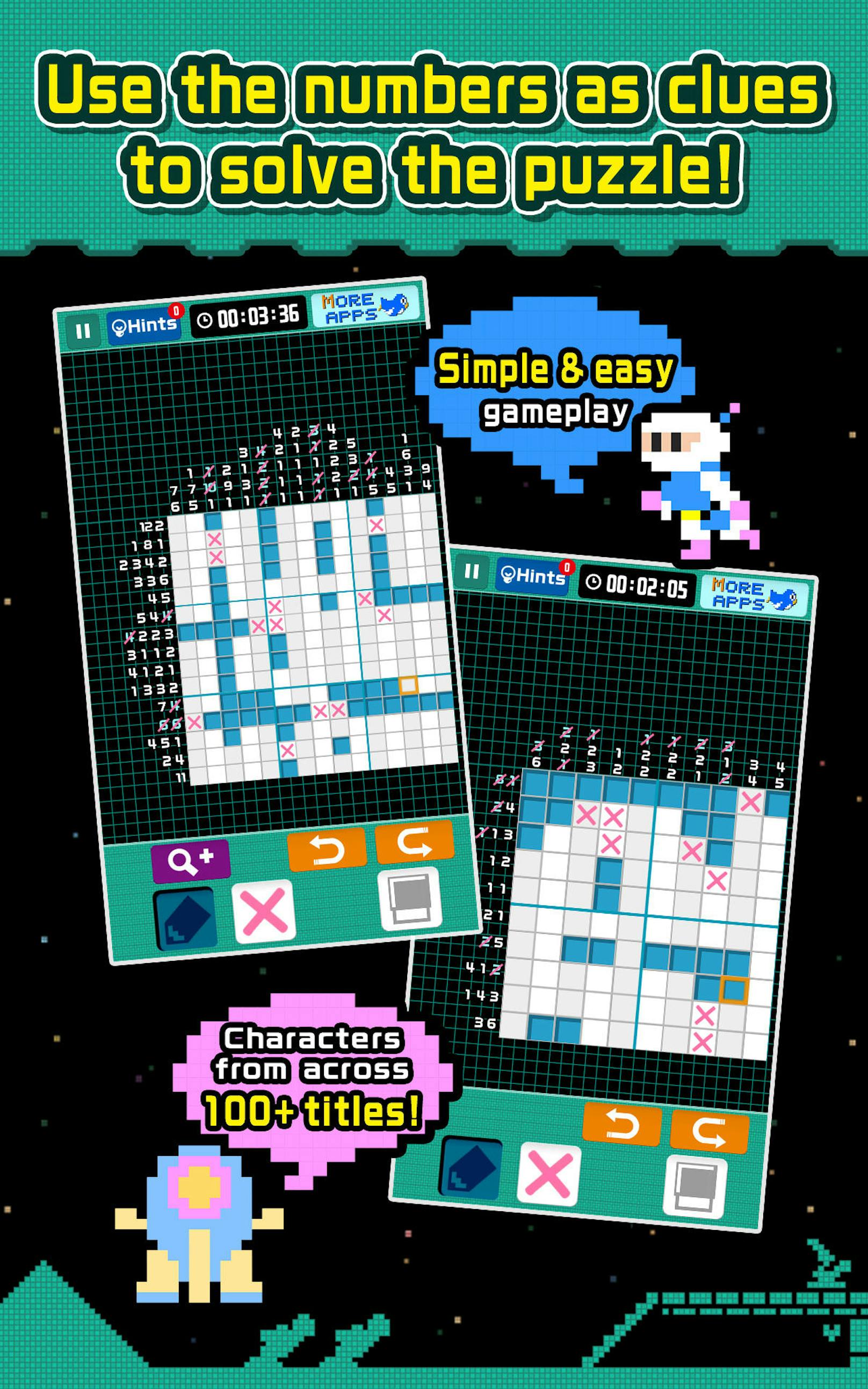 Konami gibt bekannt, dass die Pixel Puzzle Collection ab sofort in Europa für Mobilgeräte kostenfrei erhältlich ist. Pixel Puzzle Collection ist eine Sammlung von bildhaften Logikrätseln, bei denen Zahlen Hinweise darauf geben, wie die fehlenden Stellen im Raster auszufüllen sind. Zum Sammeln erhalten die Spieler nach dem erfolgreichen Lösen eines Rätsels Pixelart-Bilder von bekannten Charakteren aus über 100 Spielen wie Frogger, Contra, Bomberman oder Castlevania. Beim Rätseln können sowohl Anfänger als auch erfahrene Rätsel-Veteranen nostalgischer Musik lauschen. Pixel Puzzle Collection kann ab sofort kostenfrei im App Store und bei Google Play heruntergeladen werden.