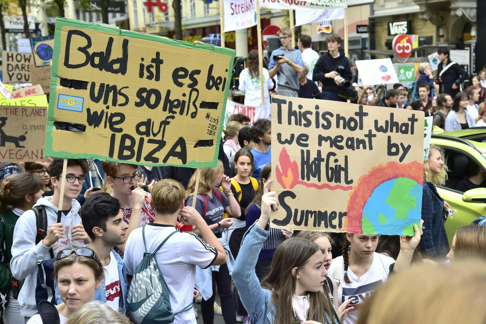 Teilnehmer des "Earth Strike"-Klimaprotests in Wien