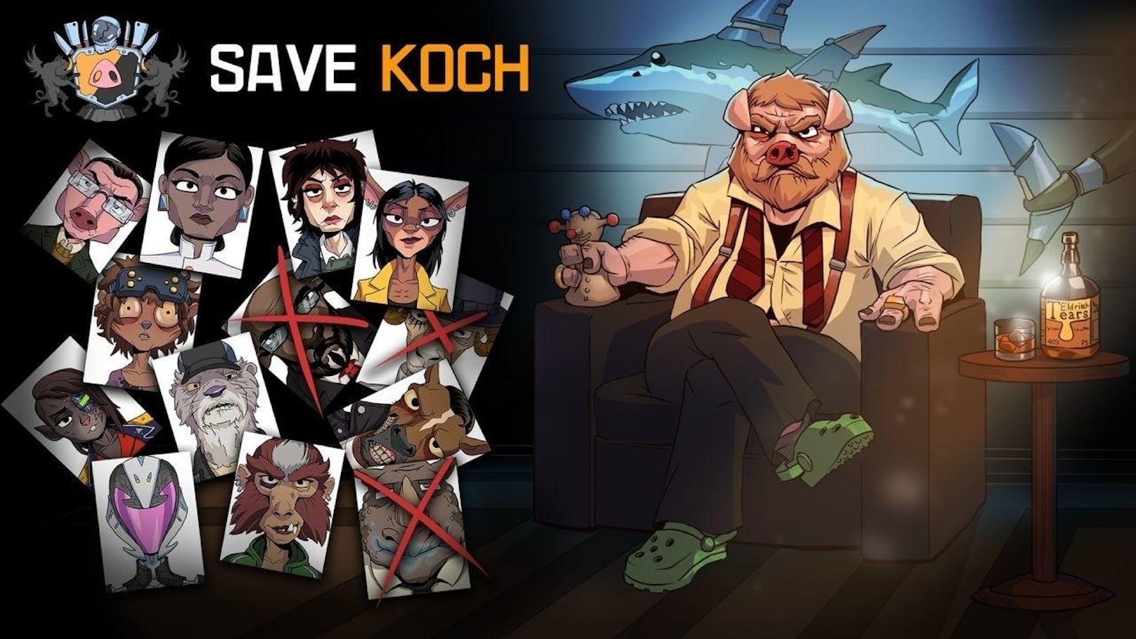 In dem Science-fiction-Mafia-Puzzle-Spiel "Save Koch" muss man als Mafiaboss unter Zeitdruck den Verräter in den eigenen Reihen finden und so das eigene Leben retten.
