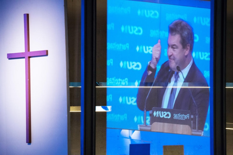 Markus Söder während seiner Rede am CSU-Parteitag in München.