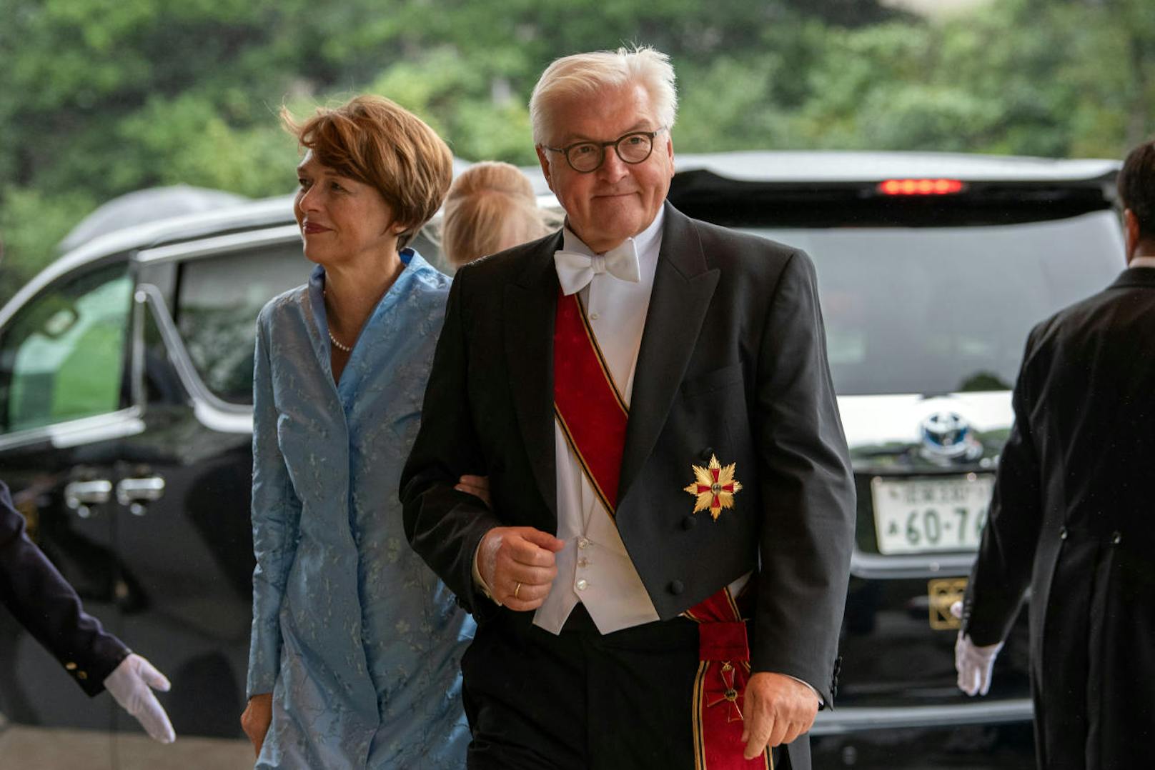 Deutschlands Präsident Frank-Walter Steinmeier und seine Ehefrau Elke Budenbender.
