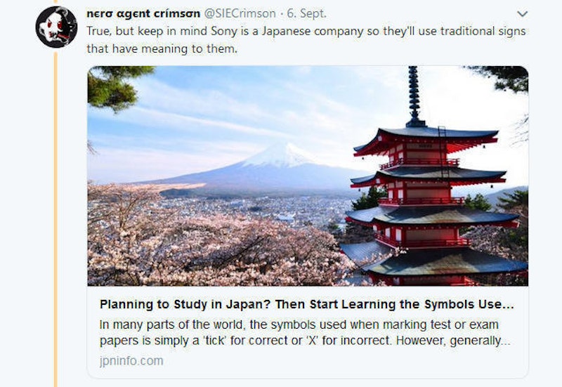 Die unterschiedlichen Interpretationen könnten auch darauf zurückzuführen sein, dass Sony eine japanische Firma sei, ergänzte ein Nutzer.