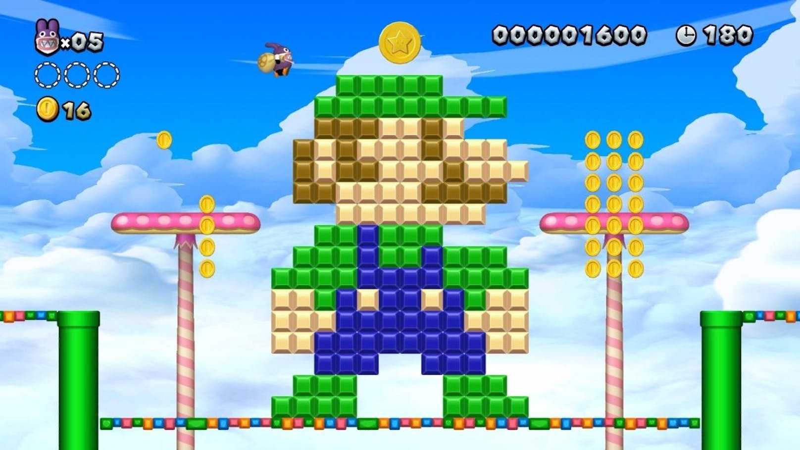 Der Switch-Titel hält auch für Kenner des Spiels einige Neuheiten parat. So kann man nicht nur Mario, Luigi und Toad als Spielfigur steuern, sondern auch Toadette sowie Mopsie. Die beiden neuen Figuren verändern auch das Gameplay dramatisch und Anfänger-tauglich.