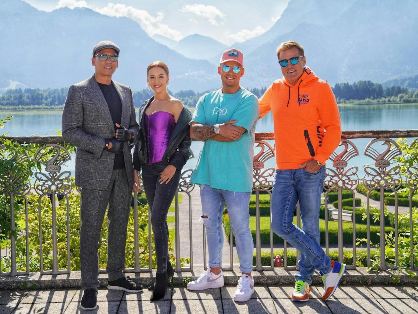 Die "Deutschland sucht den Superstar"-Jury Xavier Naidoo, Oana Nechiti, Pietro Lombardi und Chefjuror Dieter Bohlen (v.l.)