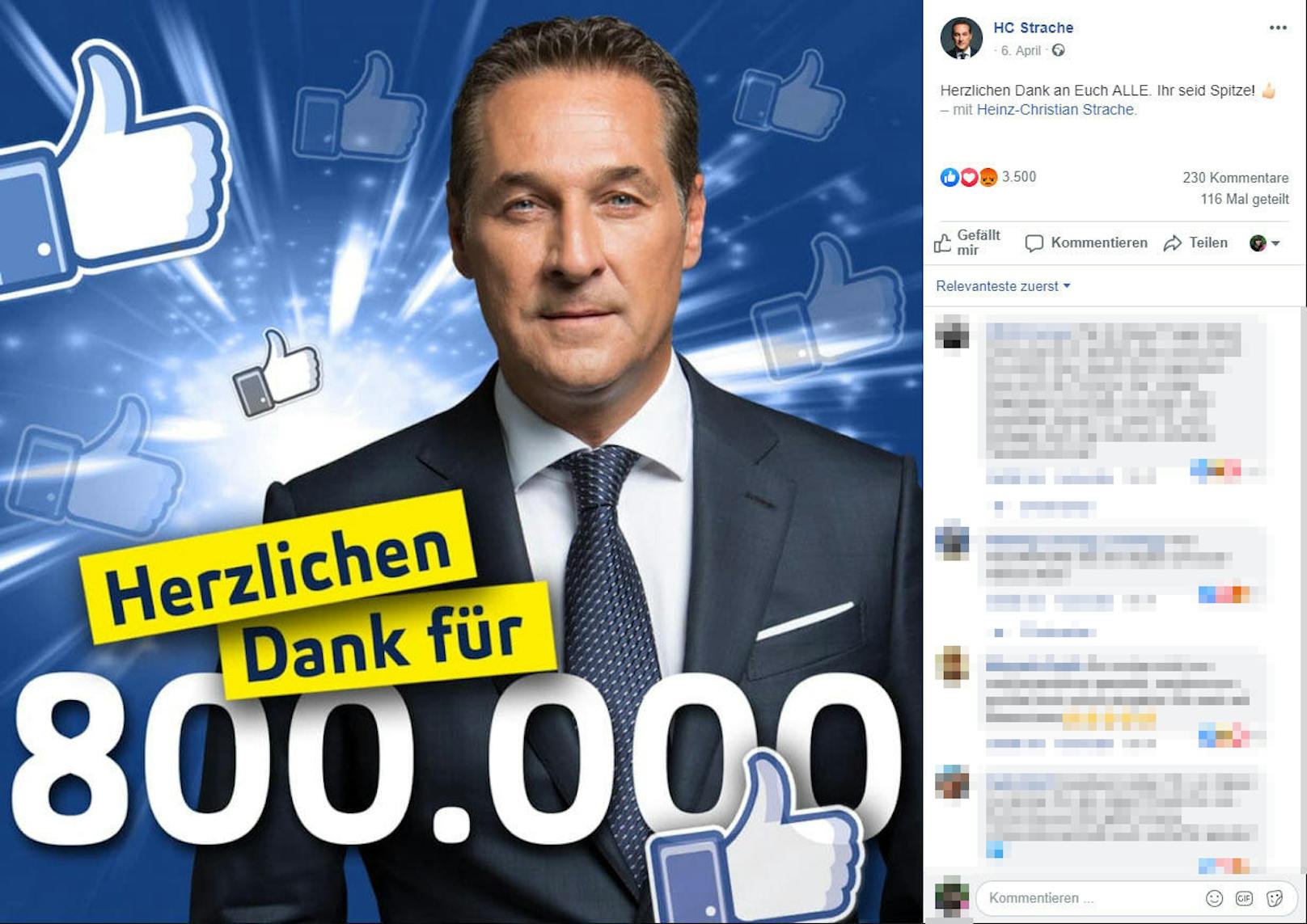 So feierte sich der Ex-FPÖ-Chef auf Facebook.