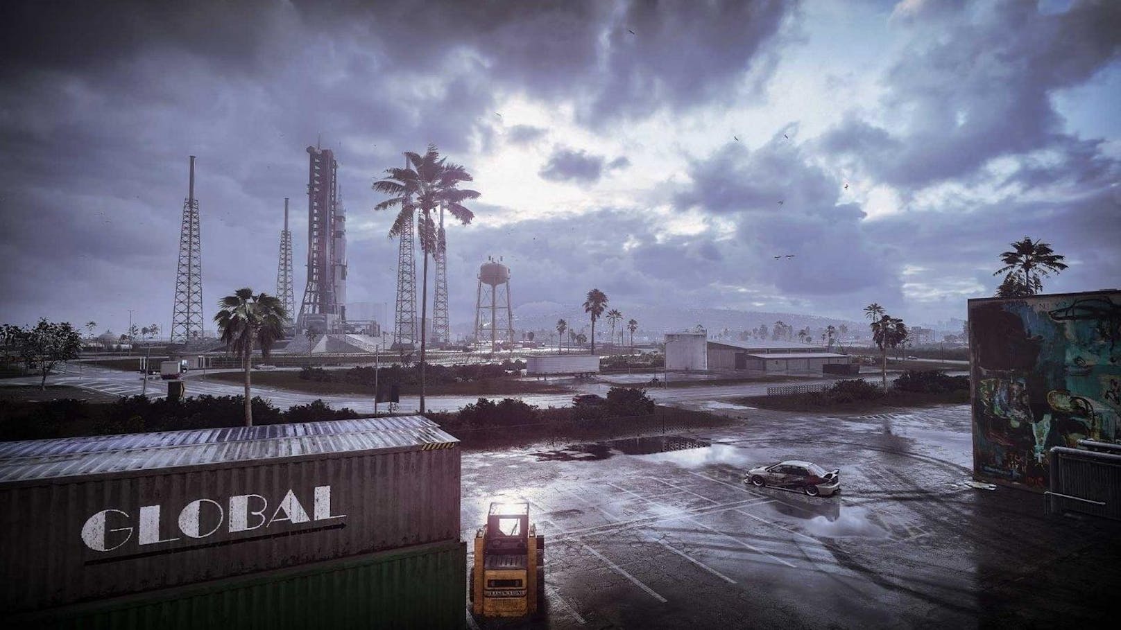 Wolken über der fiktiven Metropole Palm City.