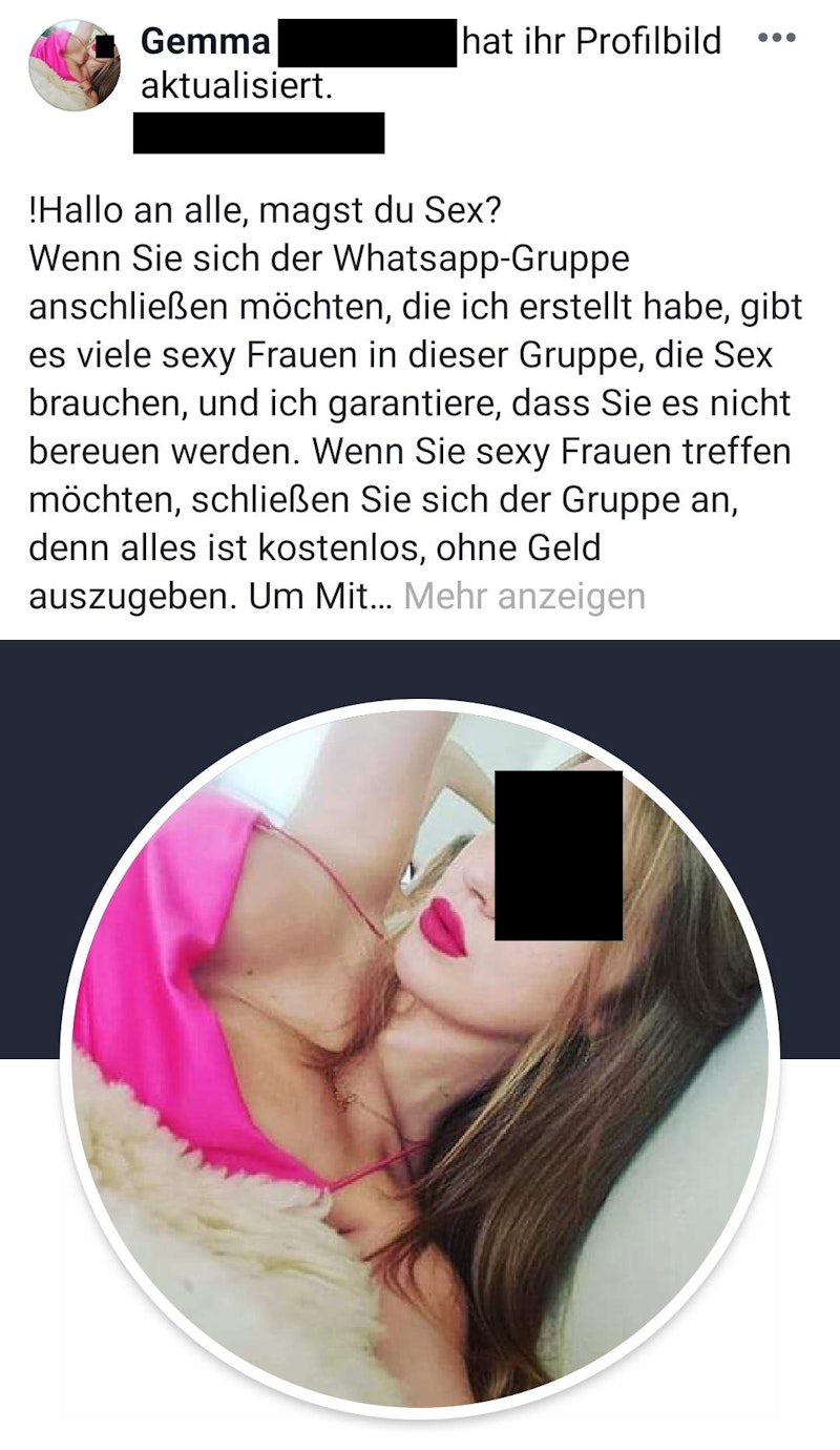 Sie alle haben mehrere Dinge gemeinsam: Sie stellen Freundschaftsanfragen, zeigen sich dabei mit extrem freizügigen Bildern und Sex-Versprechen ...