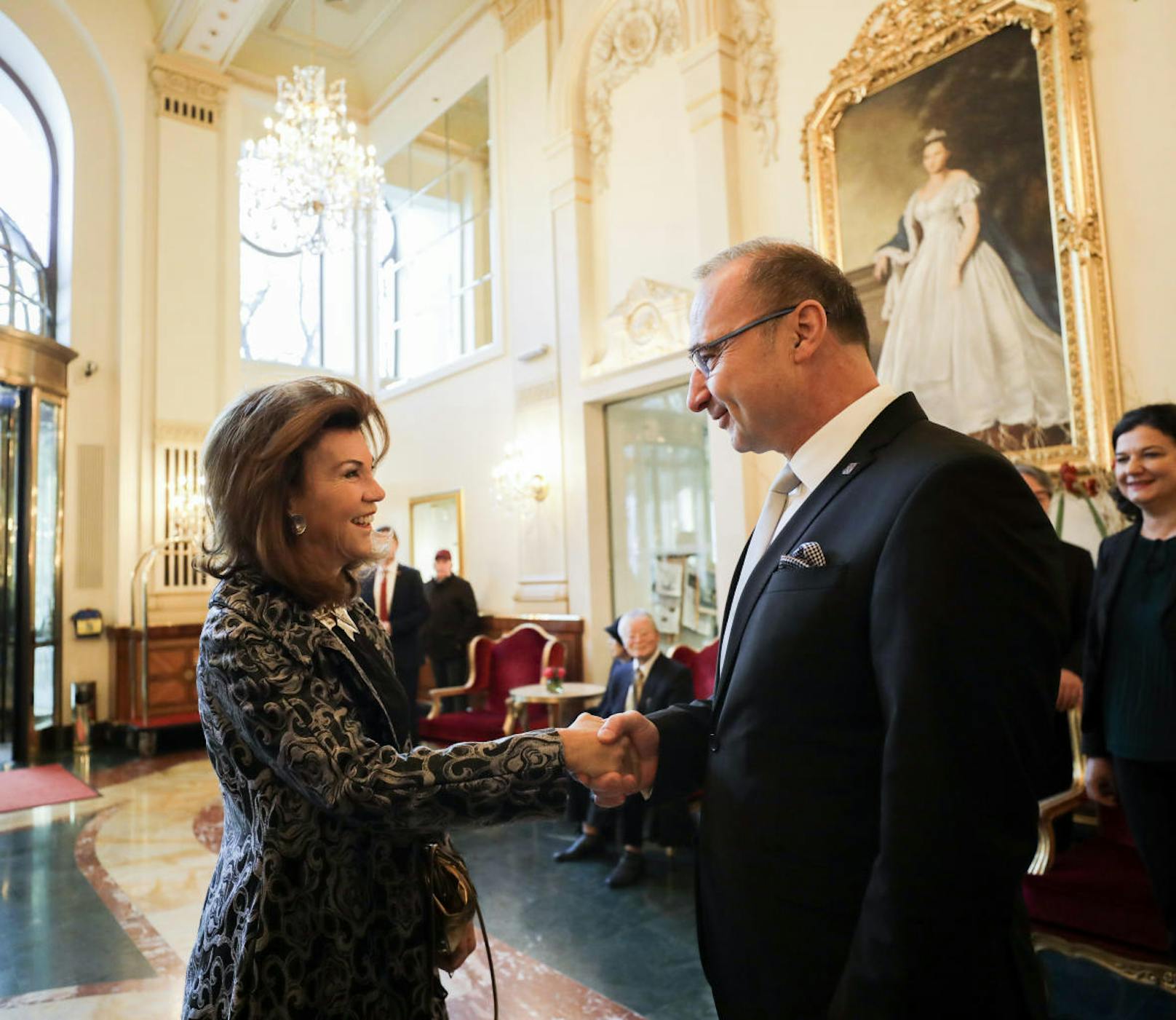 Bundeskanzlerin Bierlein mit Kroatiens Außenminister Gordan Grli Radman