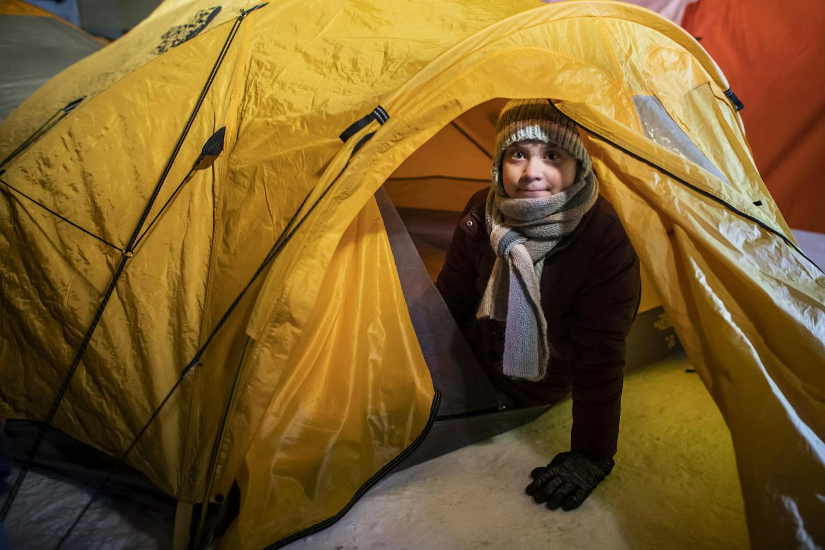 Greta Thunberg zeltet im Nobelort Davos.