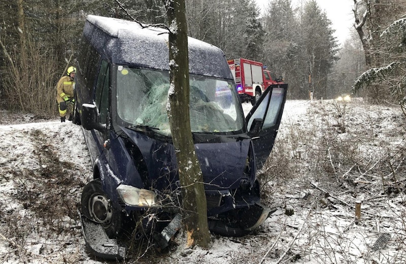 Der Kleinbus krachte bei Mistelbach gegen einen Baum.