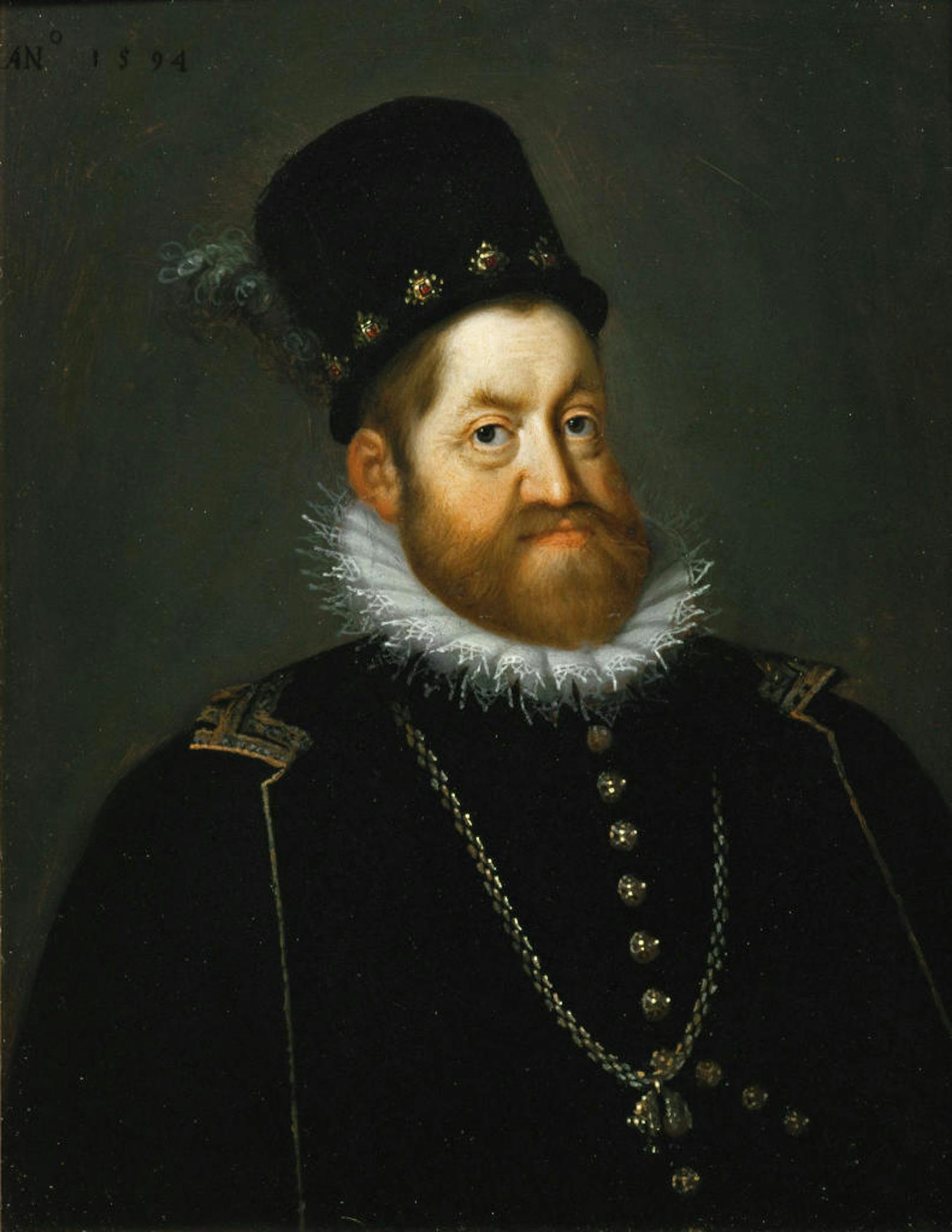 Kaiser Rudolf II. (1552 - 1612) zeigte ebenfalls das ausgeprägte Habsburger Kinn. Er verlegte die Residenz nach Prag und förderte Kunst und Wissenschaften. Sein Reich regierte er kaum selbst, weshalb er schließlich von seinem Bruder entmachtet wurde.