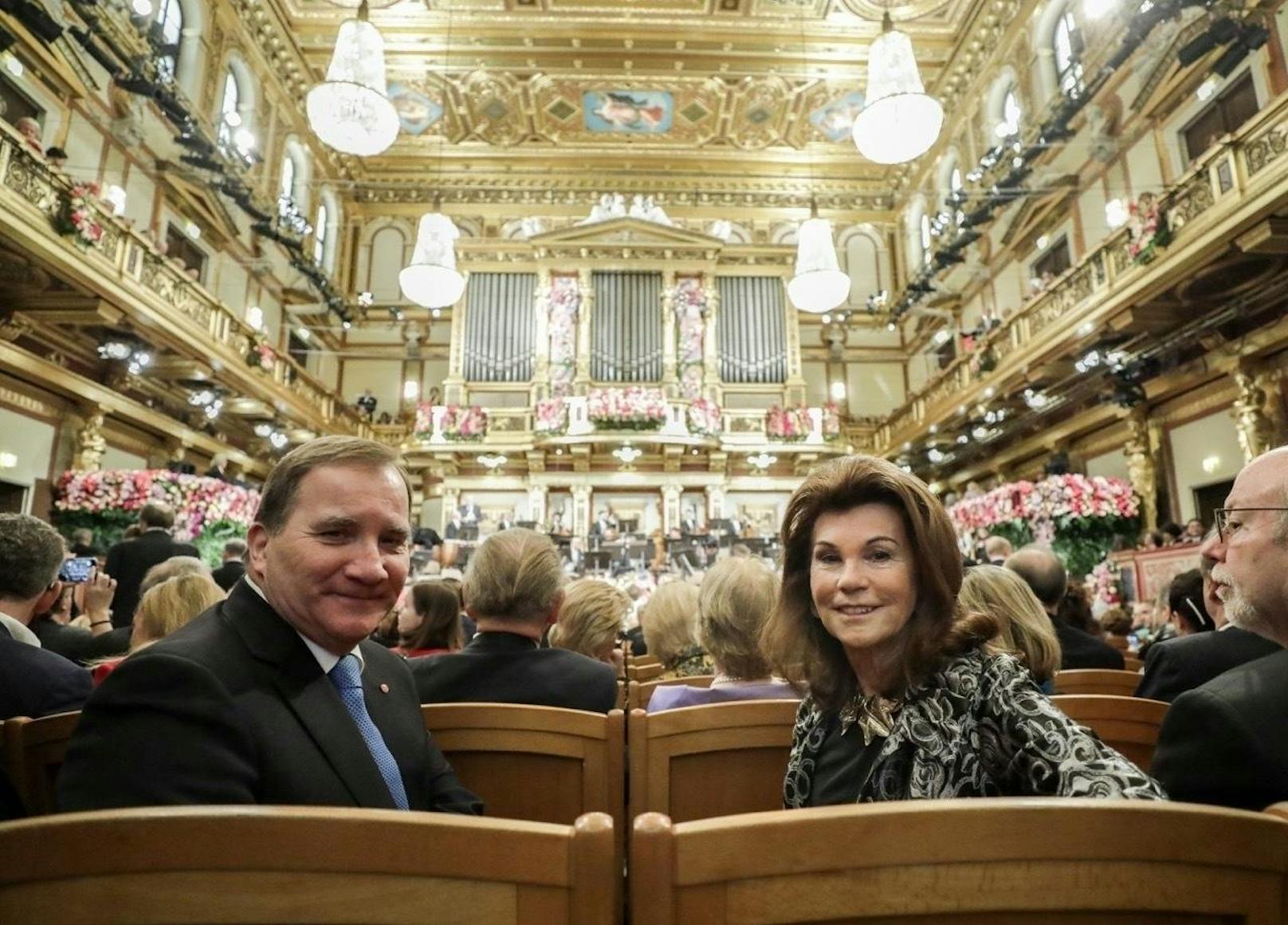 Bundeskanzlerin Brigitte Bierlein im Goldenen Musikvereinssaal. Neben ihr ihr Gast, der schwedische Ministerpräsident Stefan Löfven.