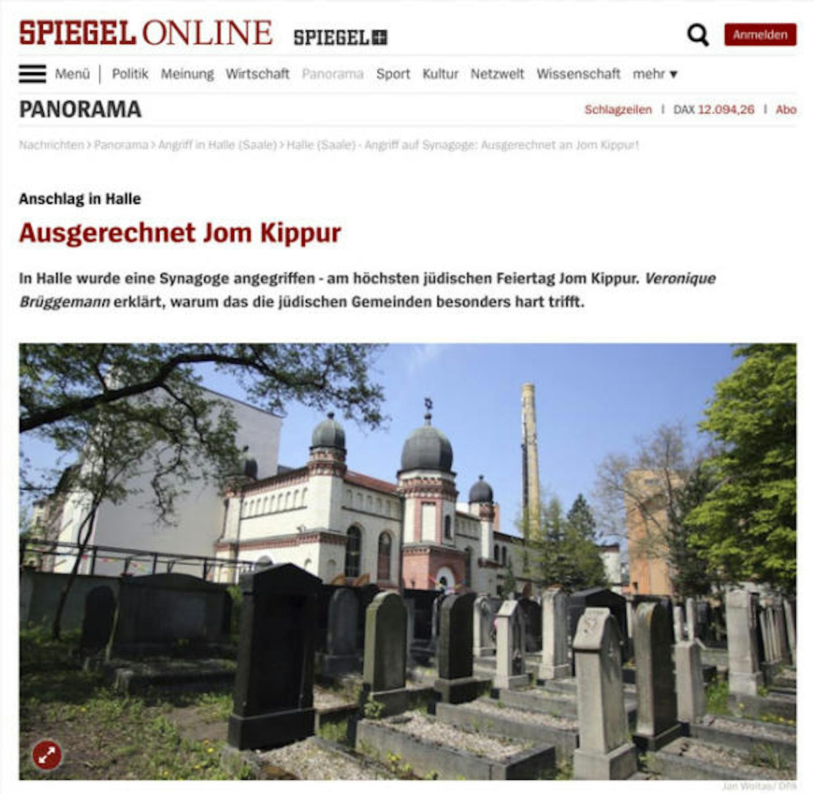 <b>"Ausgerechnet Jom Kippur"</b>
"In Halle wurde eine Synagoge angegriffen - am höchsten jüdischen Feiertag Jom Kippur", schreibt "Spiegel Online". "Wer an diesem Tag eine Synagoge angreift, weiß vermutlich, dass dort Juden beten."