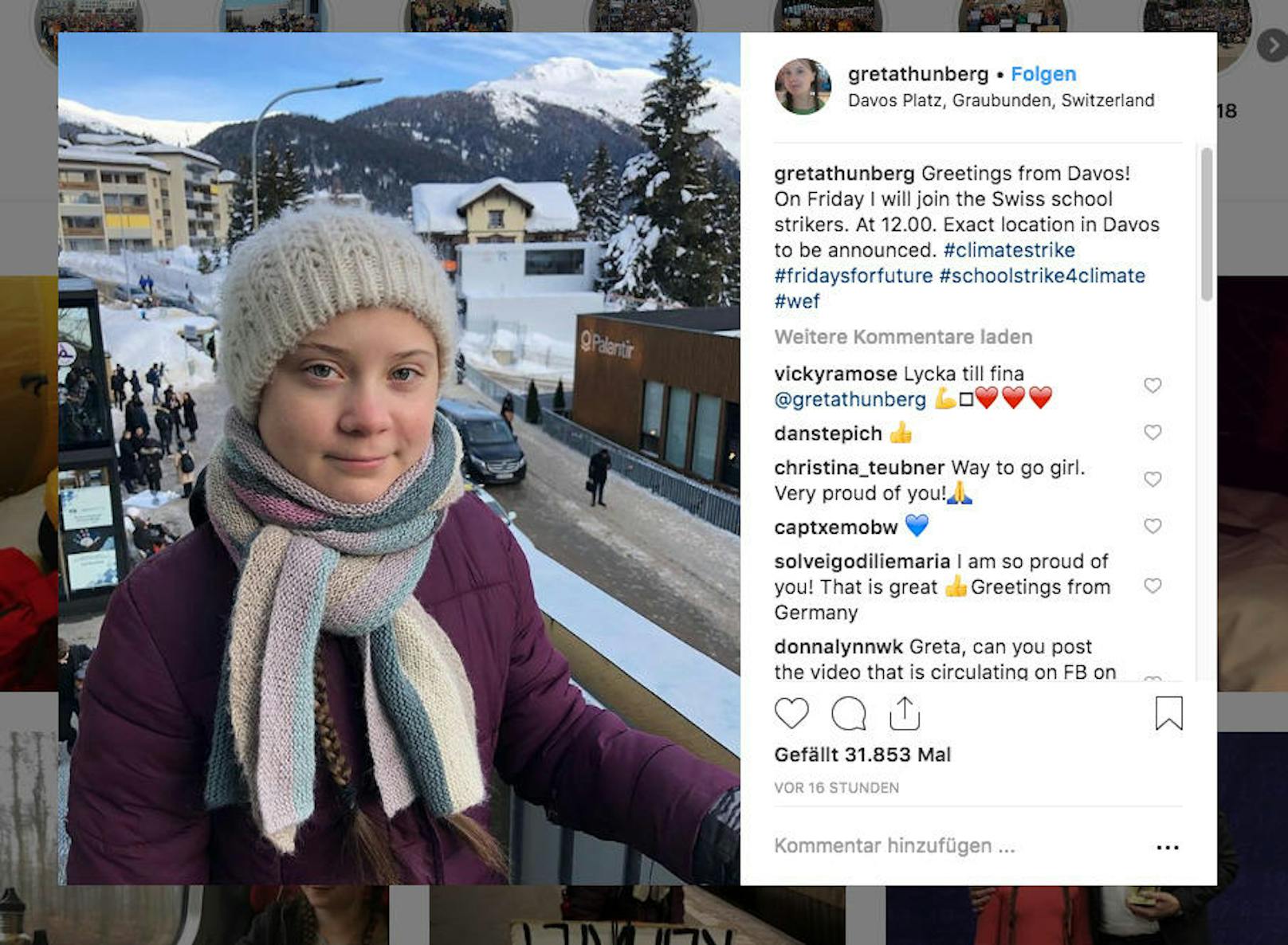 Greta streikt in Davos.