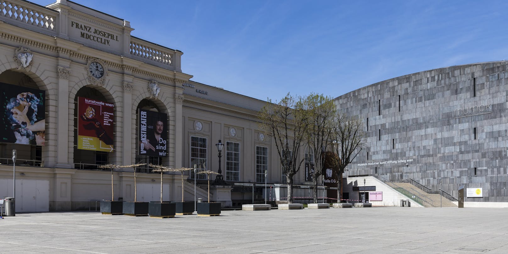 Aufgrund der Ausgangsbeschränkungen war das Museumsquartier in Wien völlig leer.