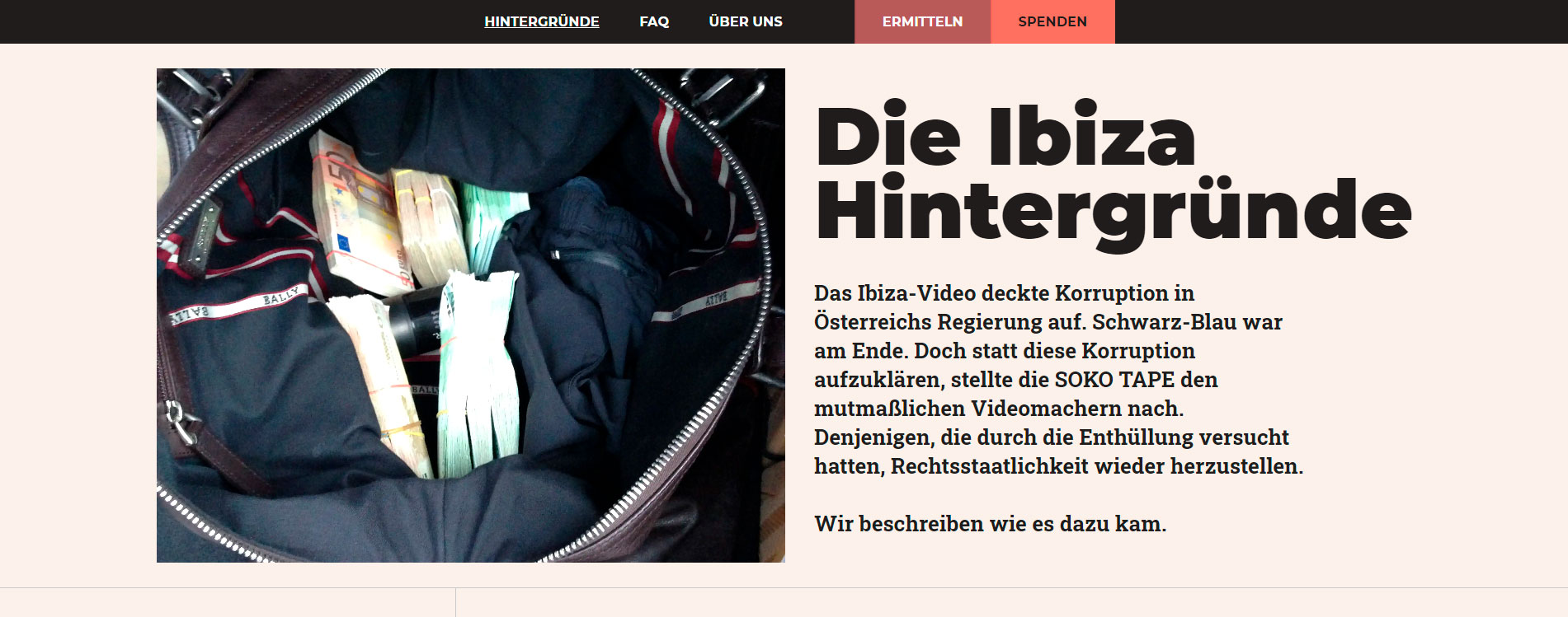 Das vom Anwalt des Ibiza-Detektivs gestartete Online-Portal mit Spendenaufruf.