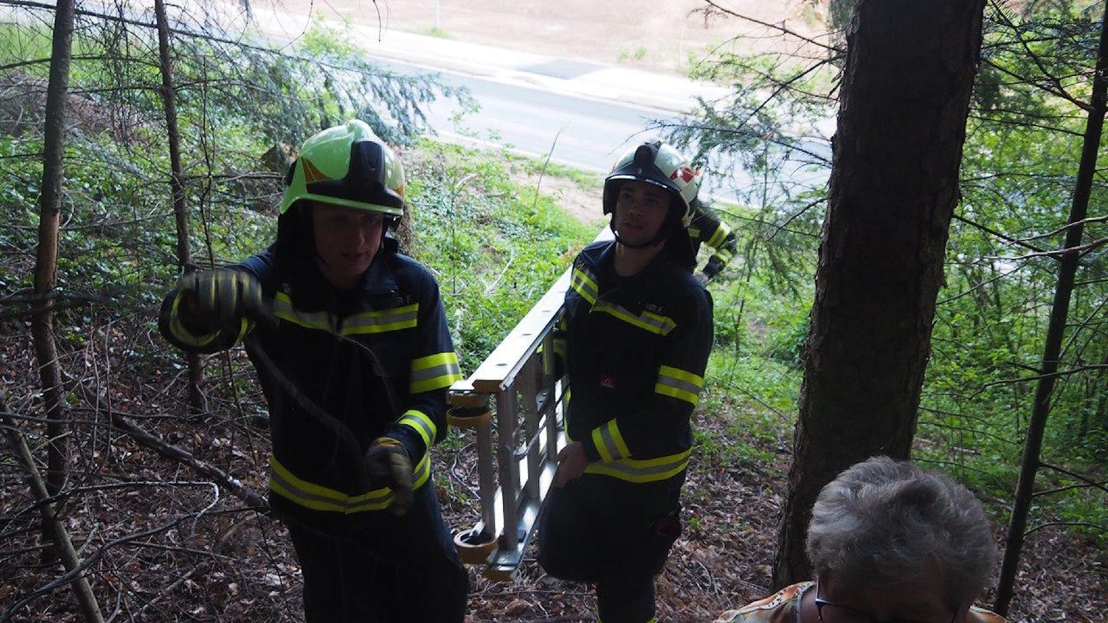Mehrere Feuerwehrmänner halfen mit.