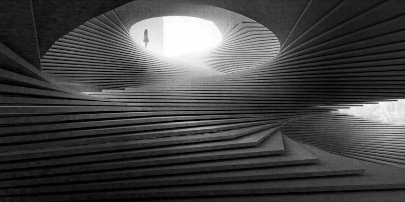 Laut dem Kulturjournalist&nbsp;Axel Brüggemanns gleicht die Treppe einer Studie des&nbsp;US-Architekten Khoa Vu.