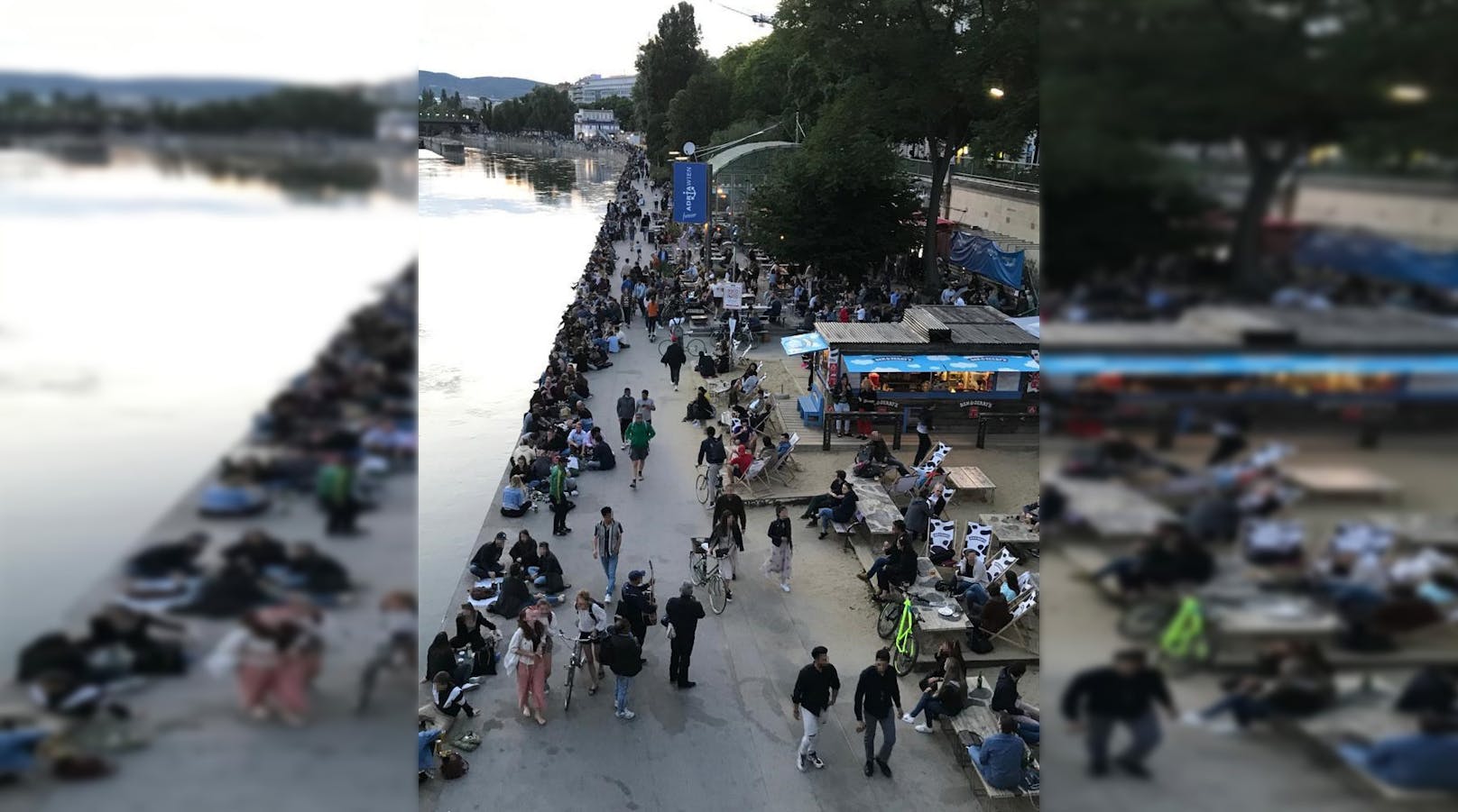 Party-Stimmung am Donaukanal in Wien
