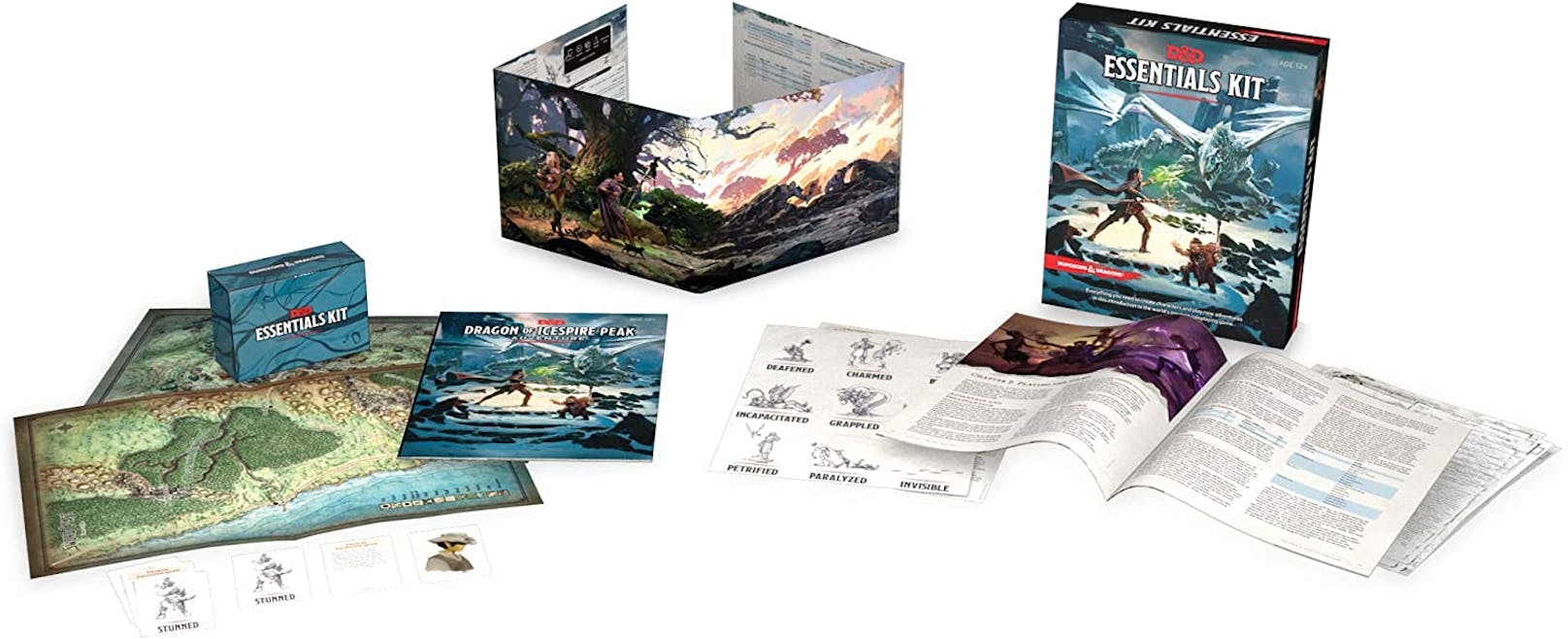 Der Inhalt des "Dungeons &amp; Dragons Essentials Kit".