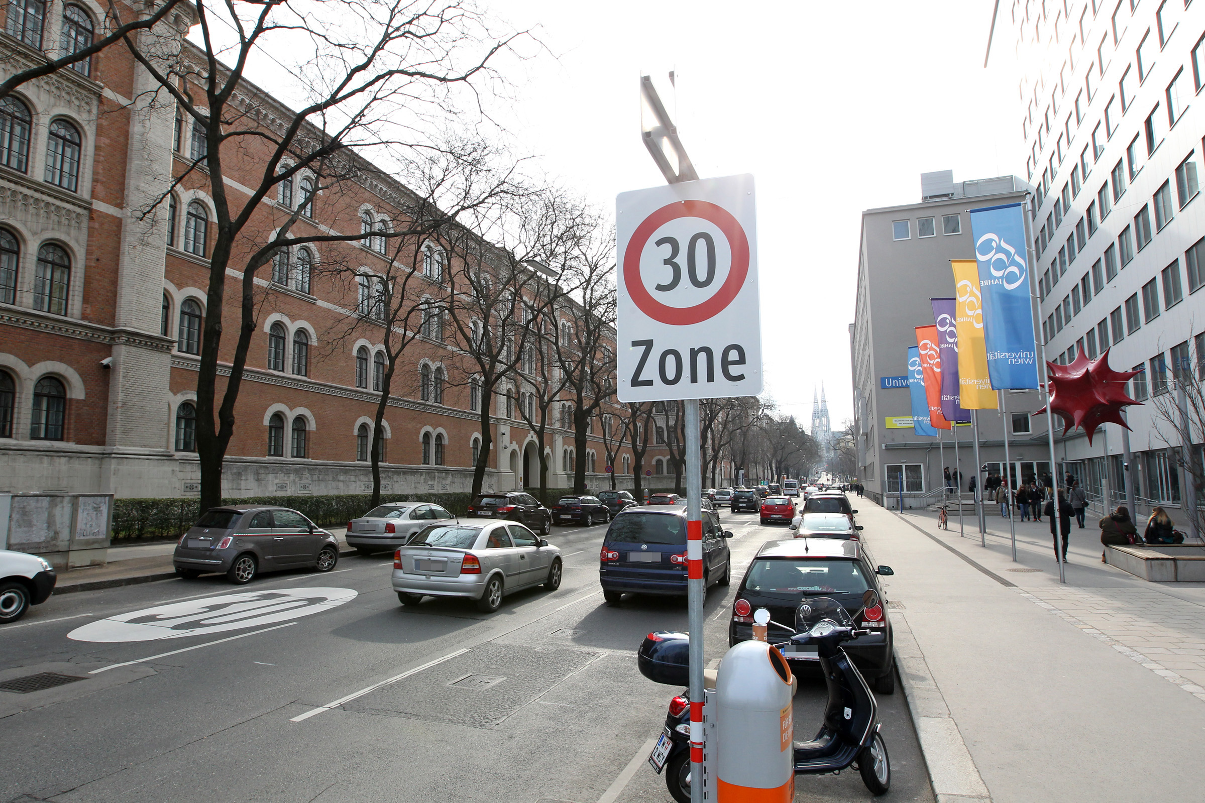 Die Hörlgasse im Alsergrund wird Wiens dritter und längster Pop Up-Radweg.