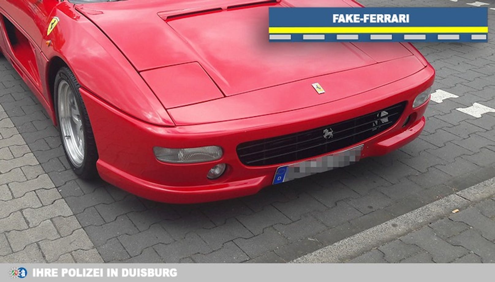 Der Mann erhielt für seinen "Fake-Ferrari" eine Anzeige.