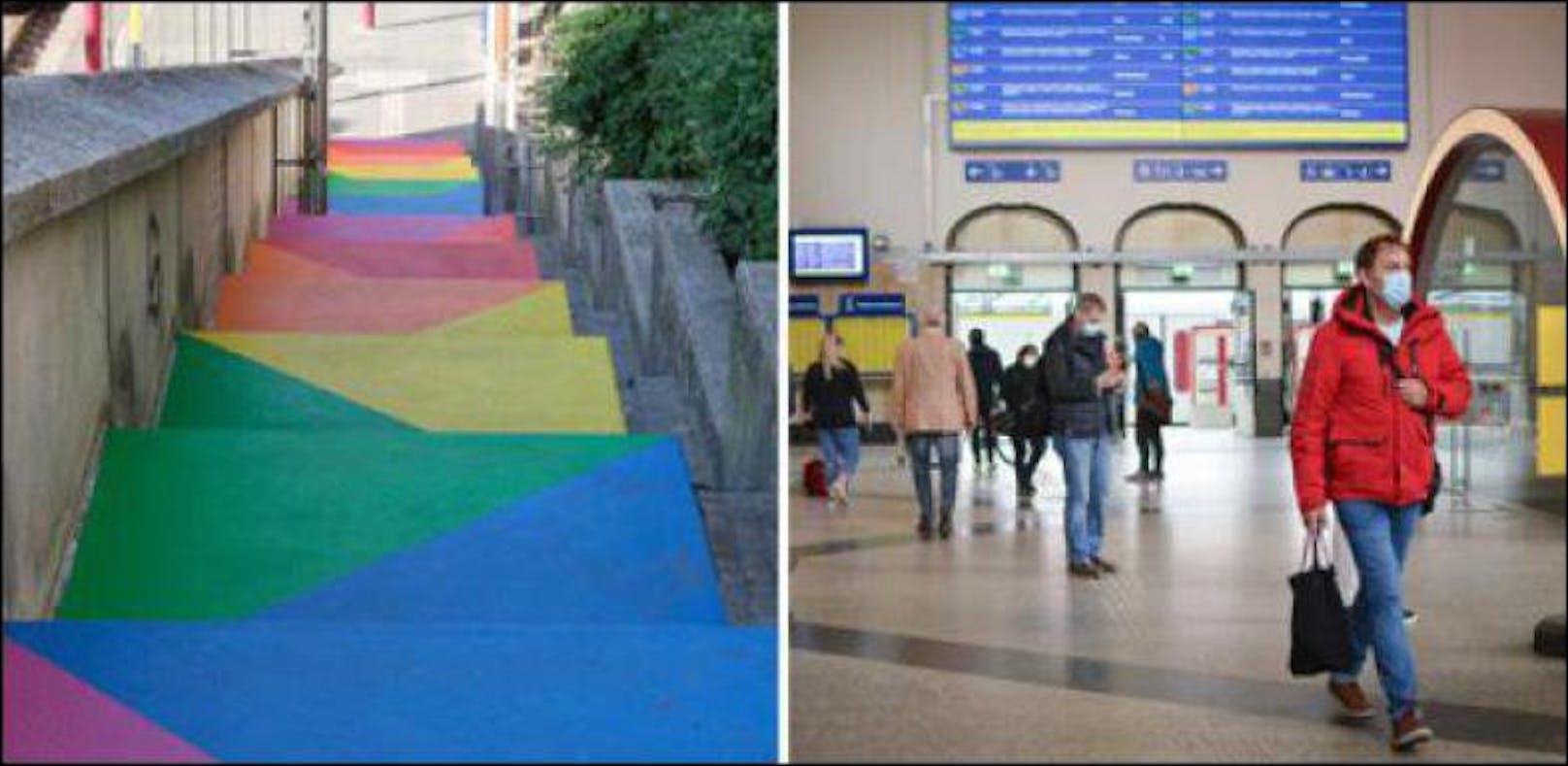Luxemburger Bahnhofs-Stiege wird buntes Kunstwerk