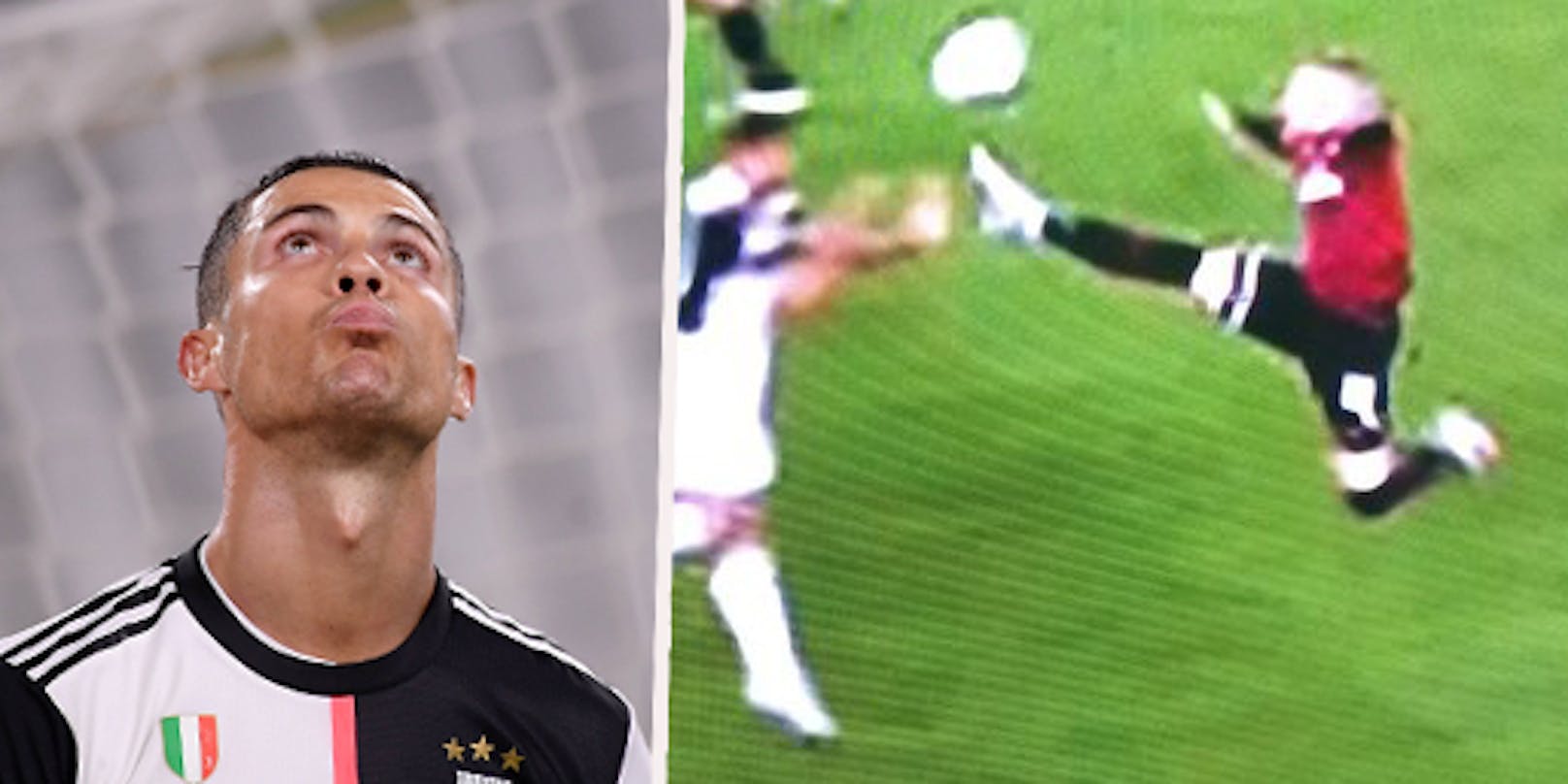 Cristiano Ronaldo verschießt den Elfer, sechs Sekunden später kommt es zum hässlichen Foul von Rebic.