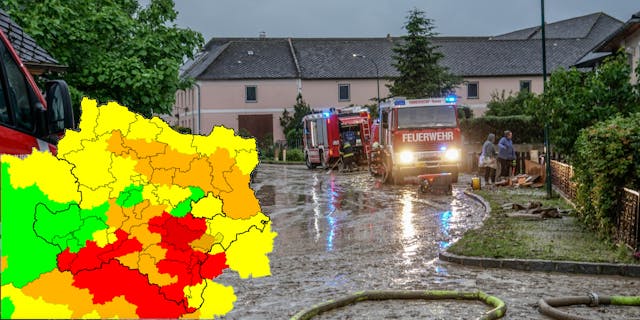picture Feuerwehreinsätze Nö-Heute warnstufe rot unwetter zieht im