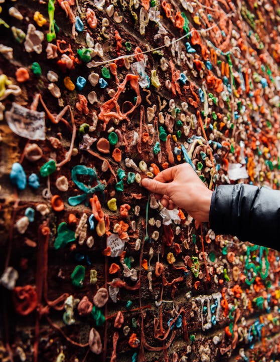 Die Kaugummi-Wunschwand in Seattle, USA.