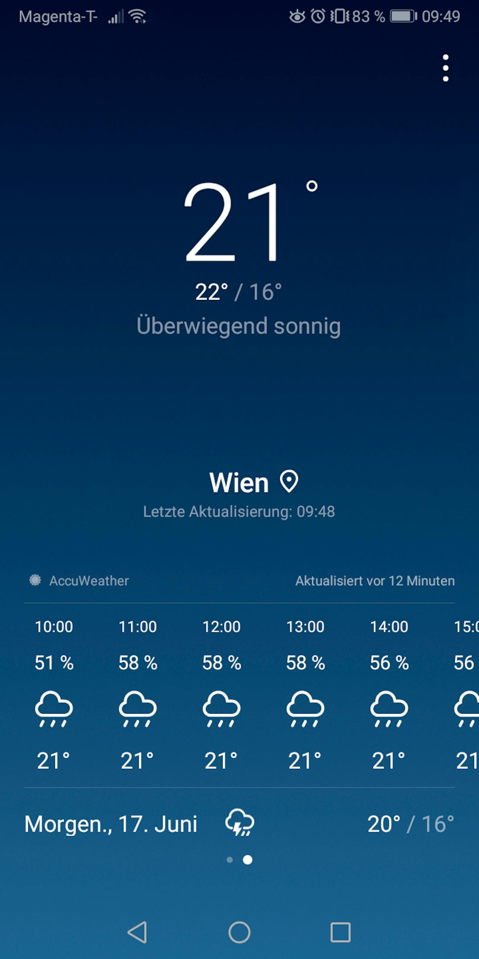 Wetter-Apps zeigen unterschiedliche Prognosen