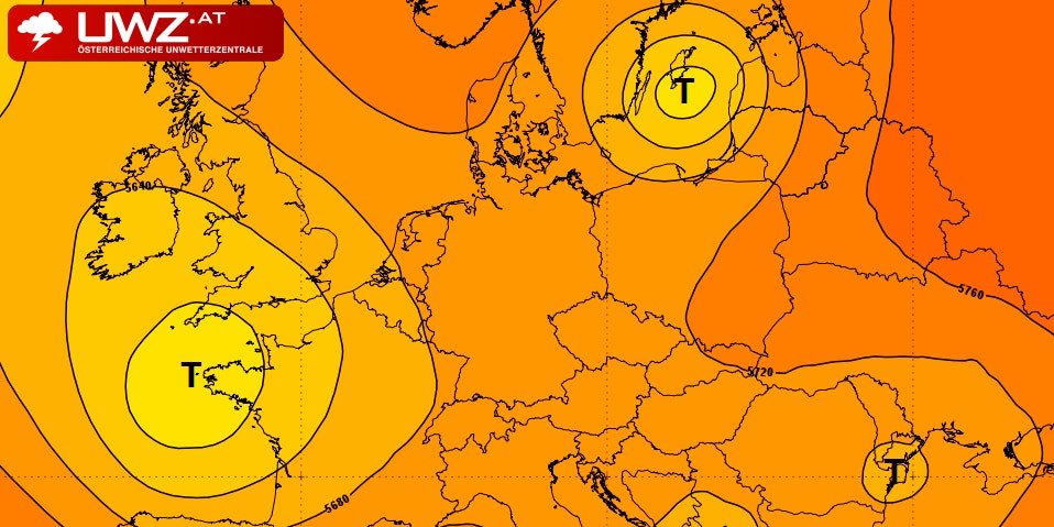 Die aktuelle Höhenwetterkarte für Dienstag, 16. Juni 2020