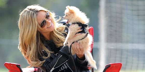 Heidi Klum mit ihrem Hund Buttercup.