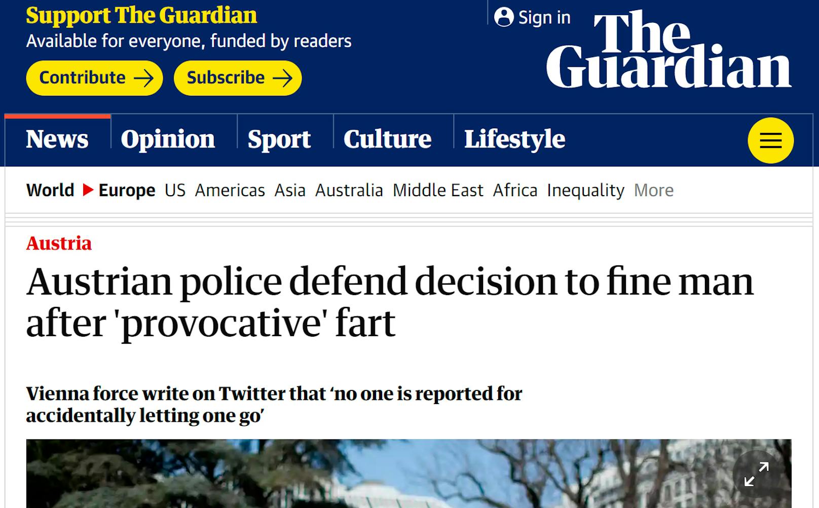 ...als auch der "Guardian" berichteten über den "provokativen Furz".