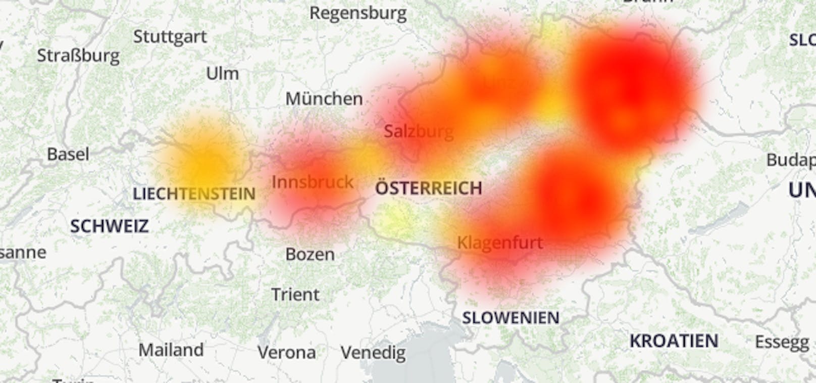 In ganz Österreich gibt es massive Probleme mit dem A1-Netz.