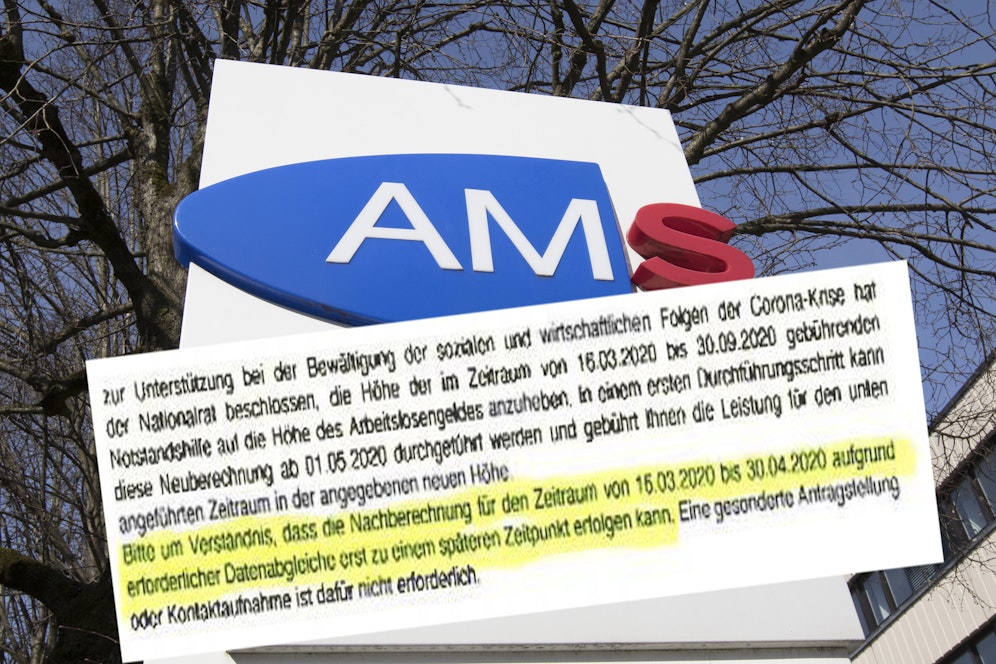 Auszug aus AMS-Schreiben an betroffenen Wiener.