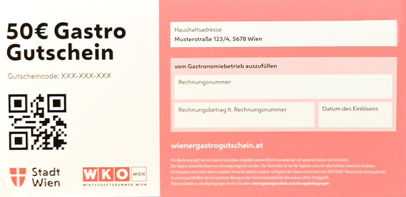 So sieht der Gastro-Gutschein der Stadt Wien aus.