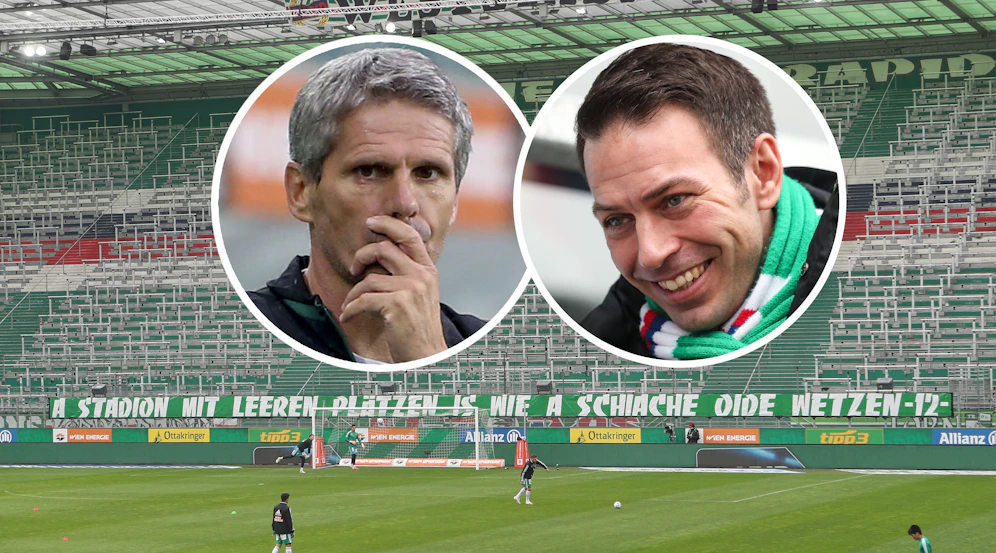 Kühbauer (l.) und Peschek sind nicht einer Meinung.