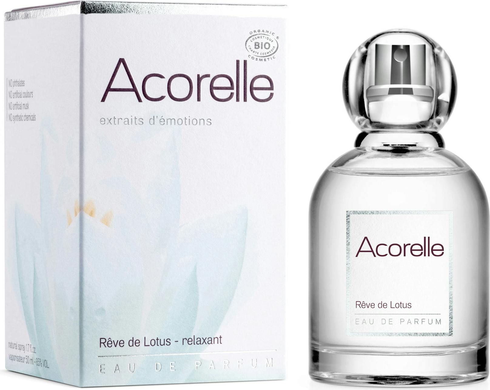 Dieses Parfum mit ätherischen Ölen von Bergamotte, Minze und Lavendel sorgt für Entspannung und Ruhe.<strong> Bio Eau de Parfum Lotus Dream von Acorelle</strong>, um 31,19 Euro auf <a href="https://www.cosmeterie.at/acorelle/bio-eau-de-parfum-lotus-dream">Cosmeterie.at</a>.