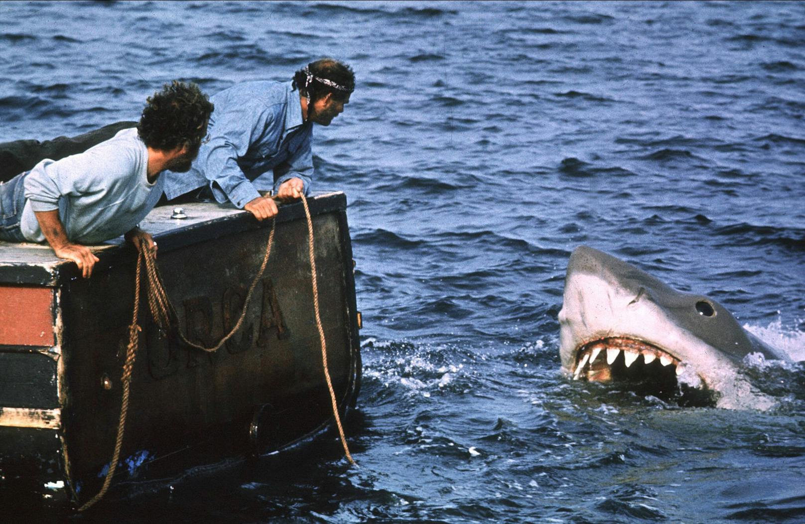Für "Der Weiße Hai" waren drei mechanische Hai-Attrappen in Einsatz. Jede Puppe kostete dabei 250.000 Dollar. Bei seinem ersten Einsatz versank der Hai im Ozean und musste von Tauchern geborgen werden.
